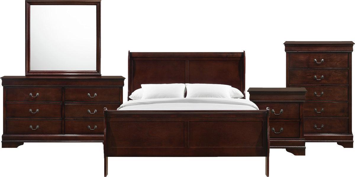 Elements Bedroom Sets - Ellington Queen Panel 5Pc Bedroom Set In Cherry
