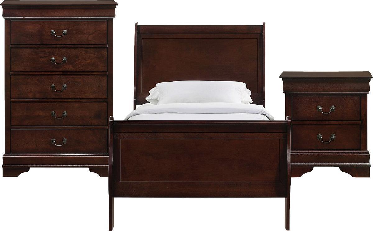 Elements Bedroom Sets - Ellington Twin Panel 3Pc Bedroom Set In Cherry