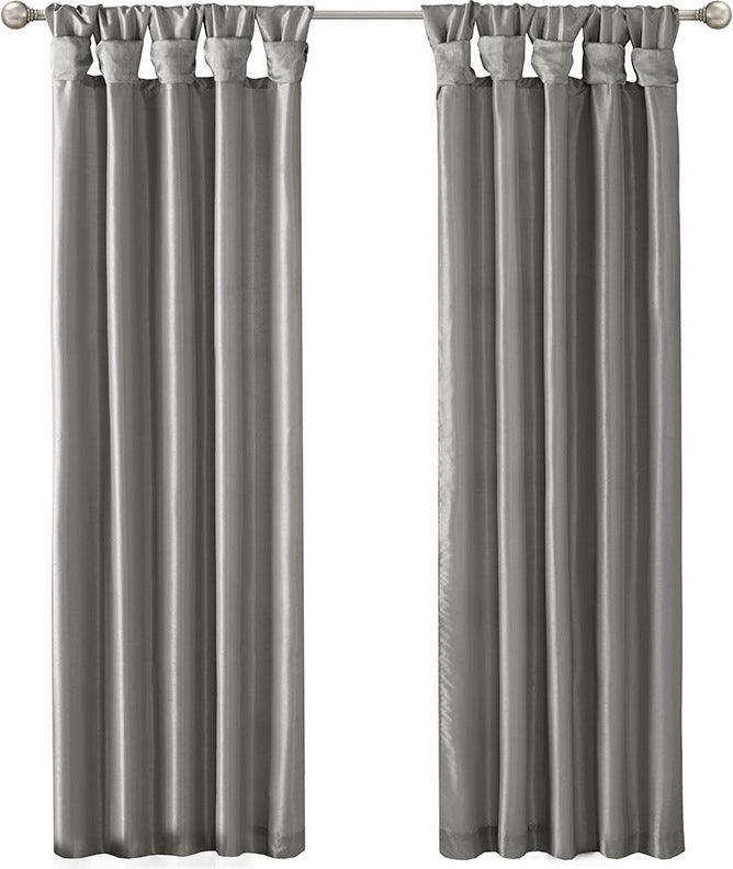 Olliix.com Curtains - Emilia 108" Twist Tab Window Curtain Collection Charcoal