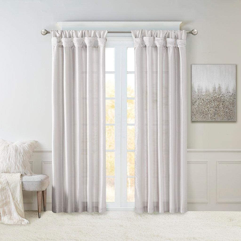 Olliix.com Curtains - Emilia 120" Twist Tab Window Curtain Collection Silver