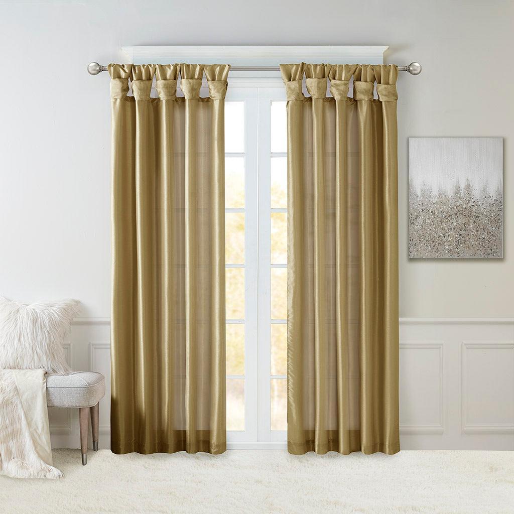 Olliix.com Curtains - Emilia 84" Twist Tab Window Curtain Collection Bronze