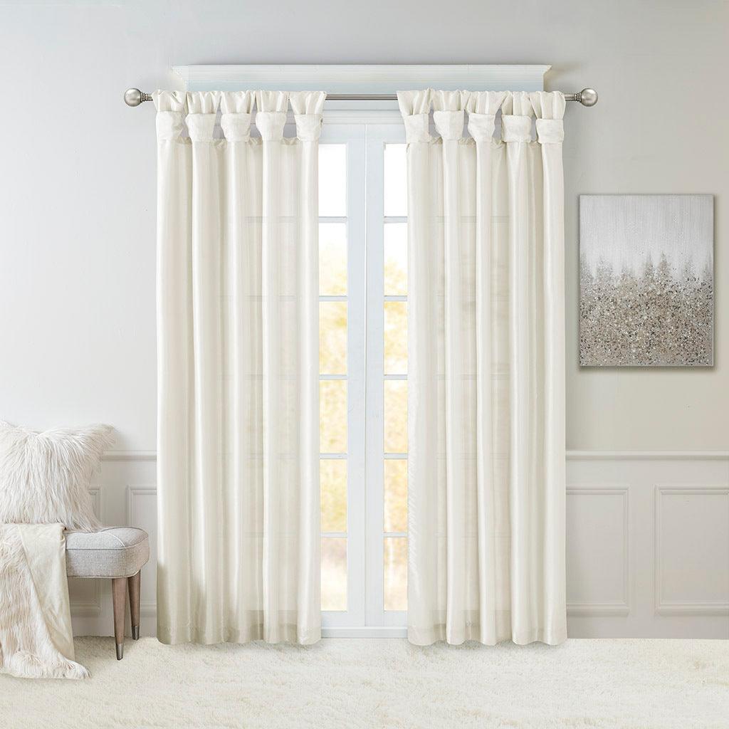 Olliix.com Curtains - Emilia 95" Twist Tab Window Curtain Collection White
