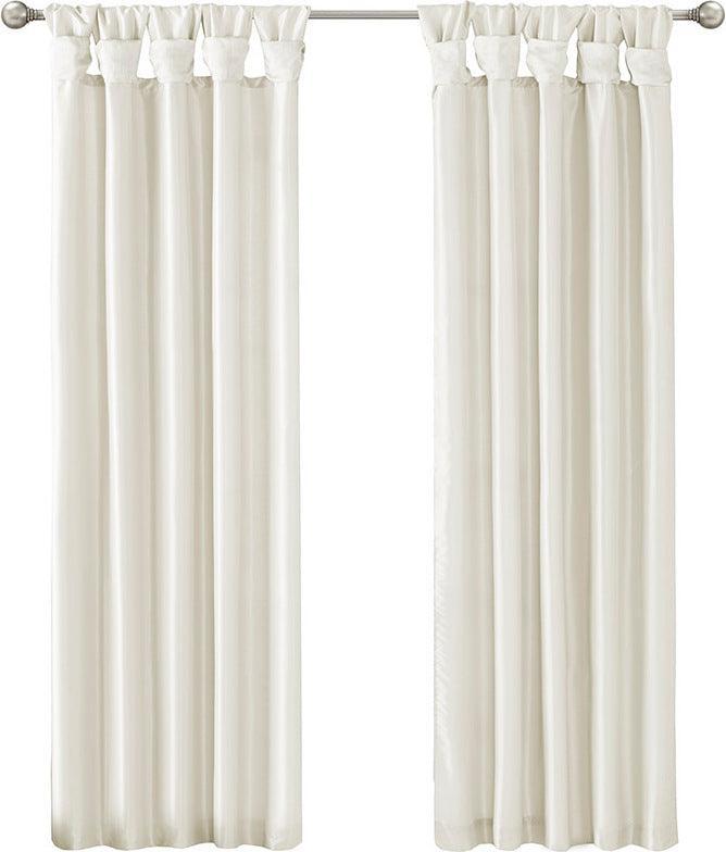 Olliix.com Curtains - Emilia 95" Twist Tab Window Curtain Collection White