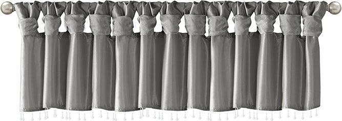 Olliix.com Curtains - Emilia Lightweight Faux Silk Valance With Beads Charcoal