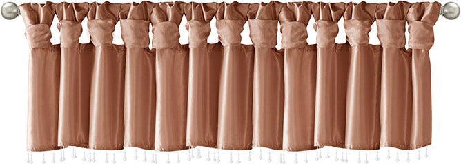 Olliix.com Curtains - Emilia Transitional Lightweight Faux Silk Valance With Beads 50"W x 26"L Spice