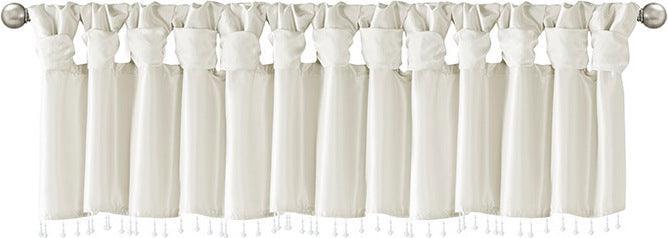 Olliix.com Curtains - Emilia Transitional Lightweight Faux Silk Valance With Beads 50"W x 26"L White