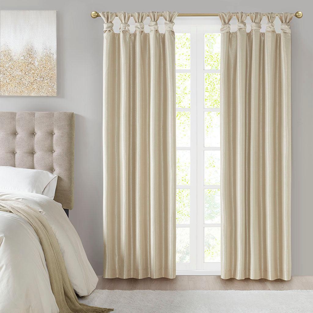Olliix.com Curtains - Emilia Twist Tab 95" Window Curtain Collection Champagne