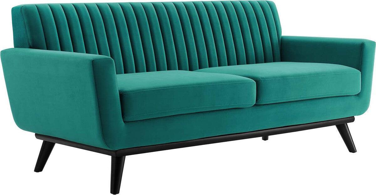 Modway Loveseats - Engage Channel Tufted Performance Velvet Loveseat Teal