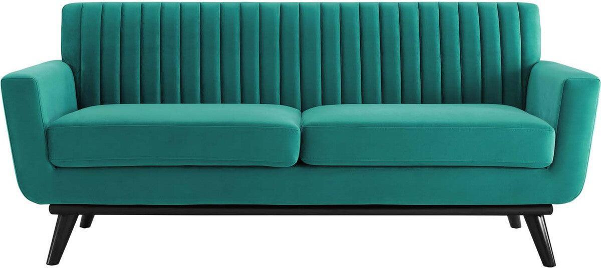 Modway Loveseats - Engage Channel Tufted Performance Velvet Loveseat Teal