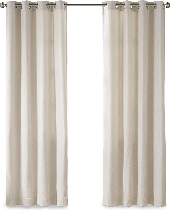 Olliix.com Curtains - Englewood 84" Solid Piece Dyed Grommet Top Window Panel Natural