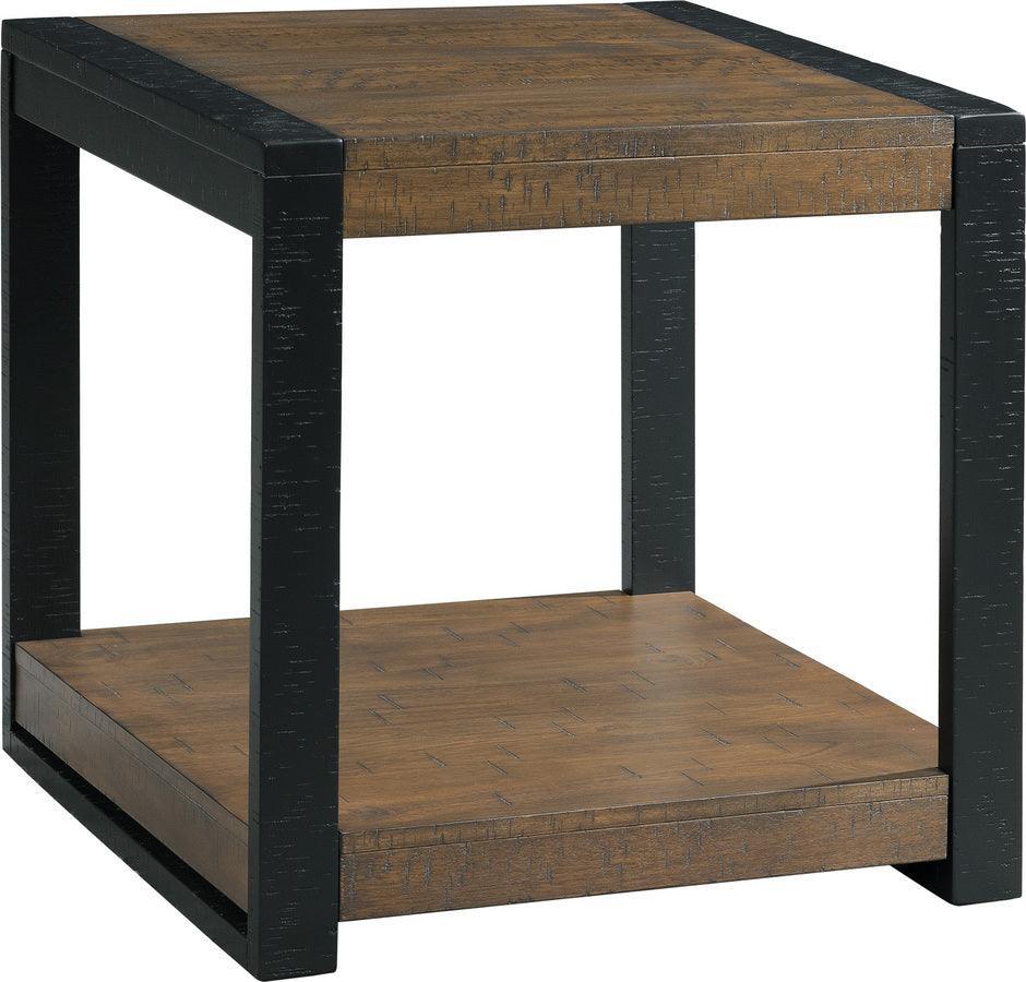Elements Side & End Tables - Enrico Square End Table in Walnut Black & walnut
