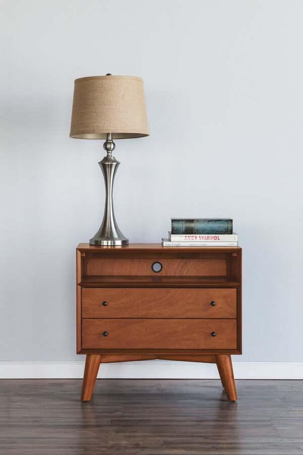 Alpine furniture flynn mid century modern 2 drawer nightstand online