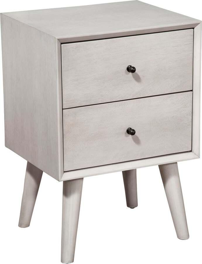 Alpine Furniture Nightstands & Side Tables - Flynn Mid Century Modern 2 Drawer Nightstand Gray