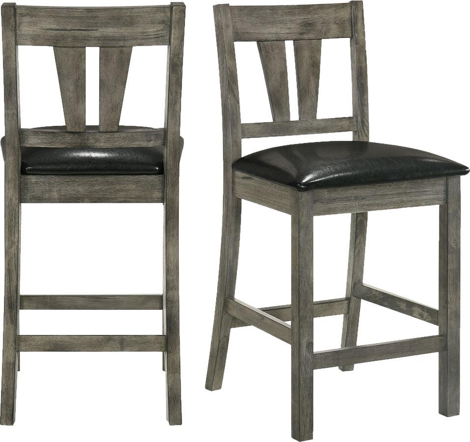 Elements Barstools - Grayson Counter Side Chair Set with Padded Seat Grey Oak
