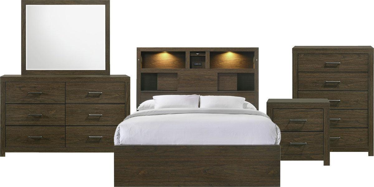 Elements Bedroom Sets - Hendrix Queen Music 5Pc Bedroom Set In Walnut