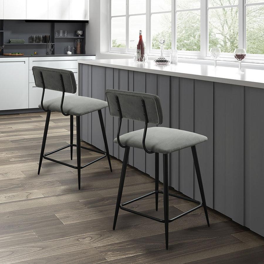 Olliix.com Barstools - Henrick 25" Metal Frame Counter Stool Gray