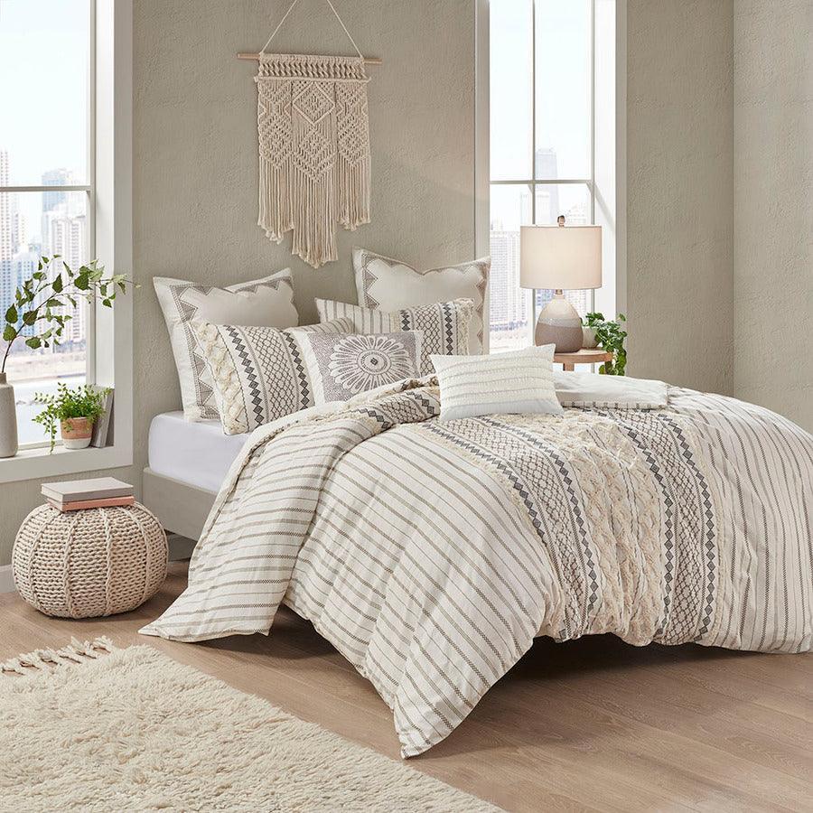 Olliix.com Duvet & Duvet Sets - Imani King/California King Cotton Duvet Cover Mini Set Ivory