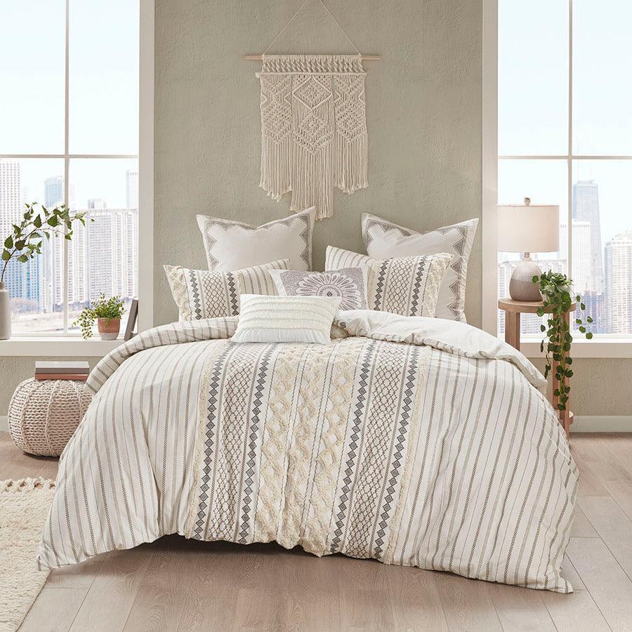 Olliix.com Duvet & Duvet Sets - Imani King/California King Cotton Duvet Cover Mini Set Ivory