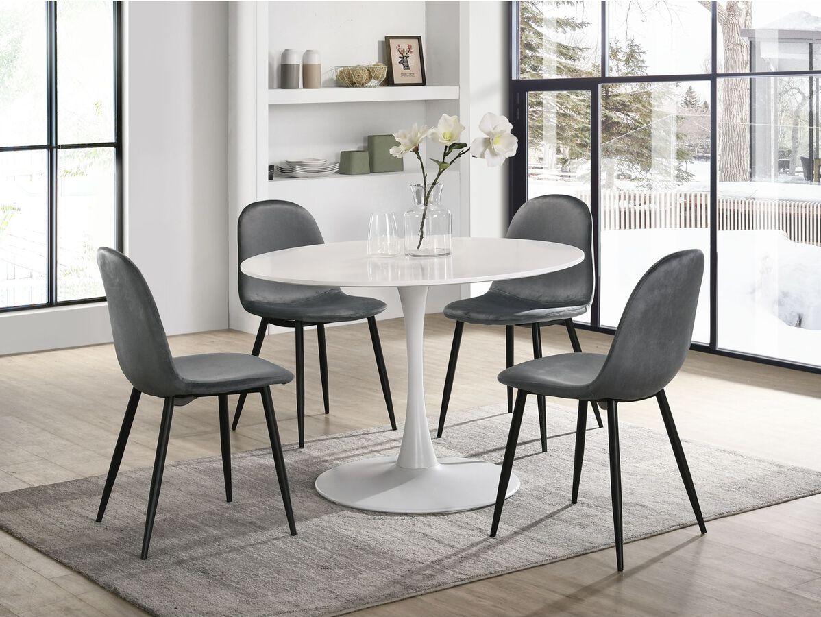 Elements Dining Sets - Isla 5 Piece Dining Set-Table & Four Dark Grey Velvet Chairs