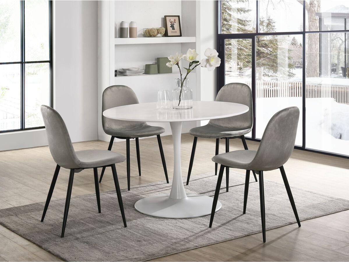 Elements Dining Sets - Isla 5 Piece Dining Set-Table & Four Light Grey Velvet Chairs