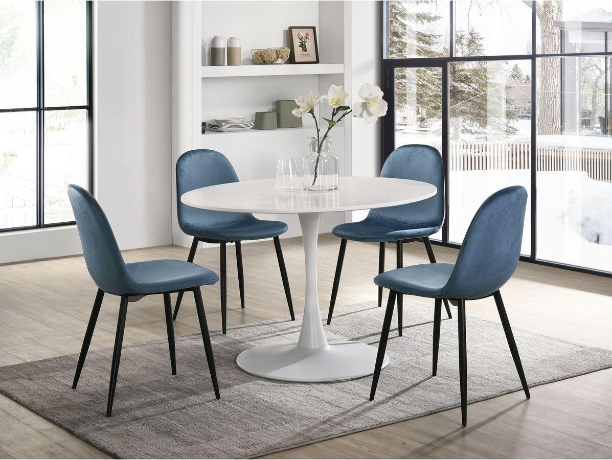 Elements Dining Sets - Isla 5 Piece Dining Set-Table & Four Navy Blue Velvet Chairs