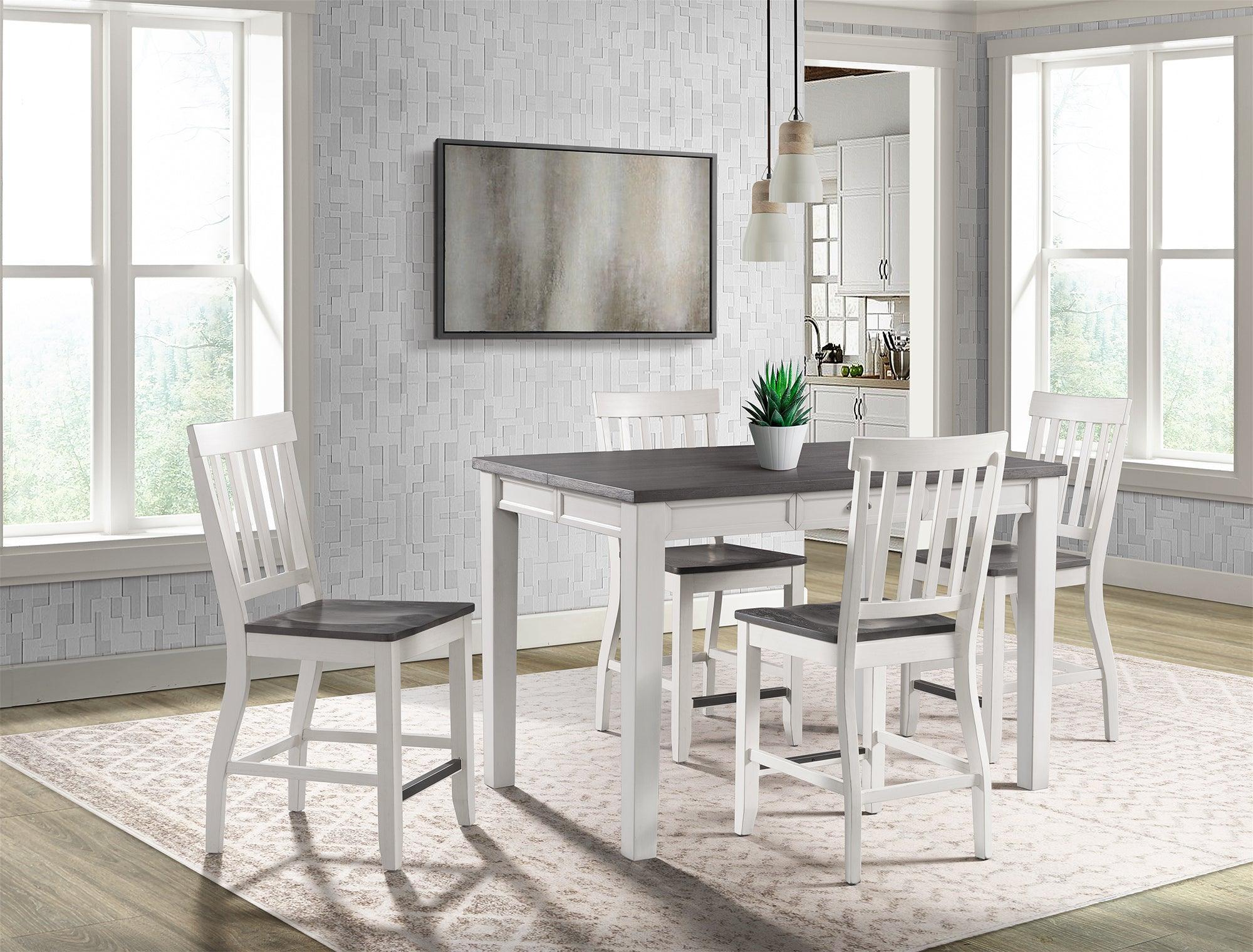 Elements Dining Sets - Jamison Two Tone 5PC Counter Height Dining Set-Table & Four Chairs
