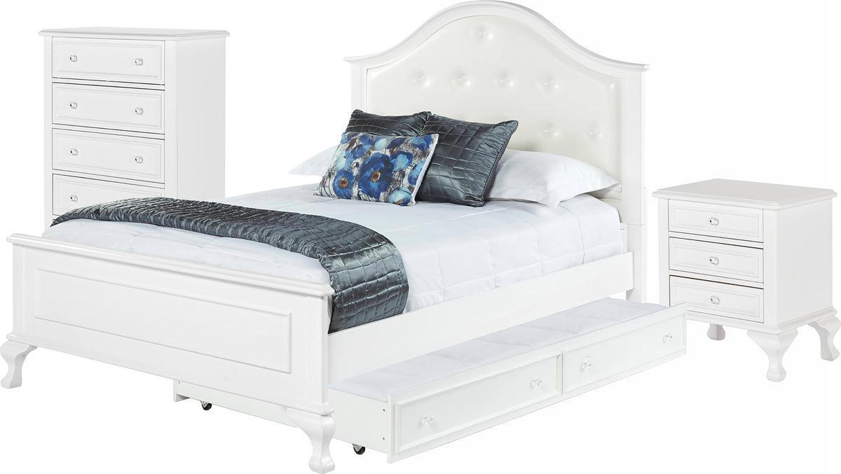 Elements Bedroom Sets - Jenna Full Panel w/ Trundle 3PC Bedroom Set White