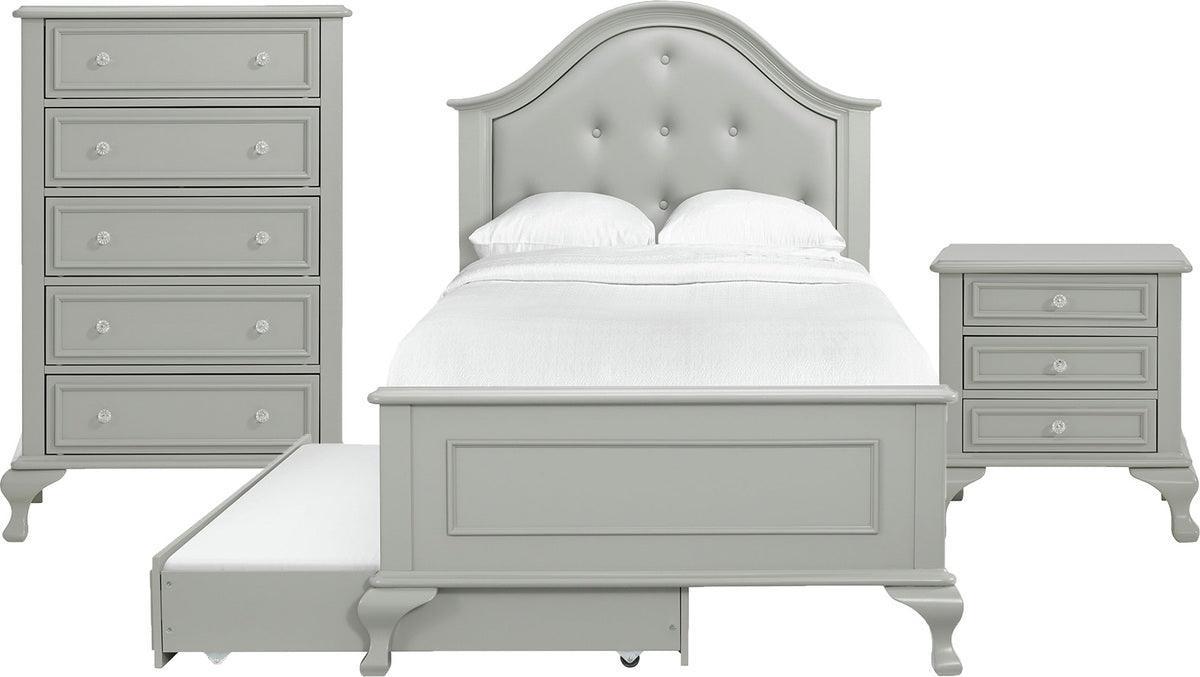Elements Bedroom Sets - Jenna Twin Panel 3 Piece Bedroom Set in Grey