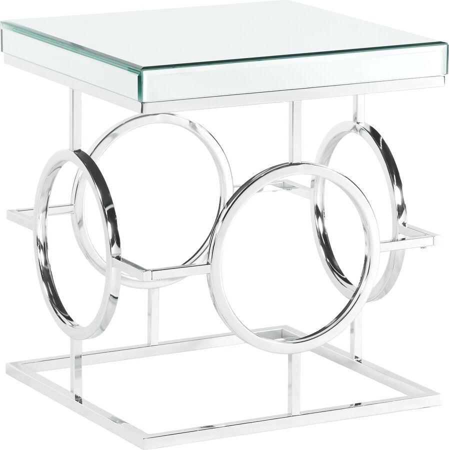Elements Side & End Tables - Katie Square Mirrored End Table Chrome
