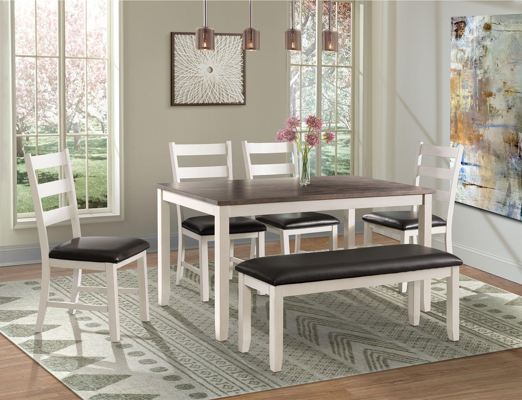 Elements Dining Sets - Kona Brown 6PC Dining Set-Table, Four Chairs & Bench