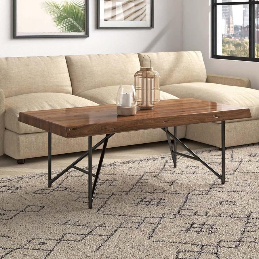 Alpine Furniture Coffee Tables - Live Edge Coffee/Cocktail Table Light Walnut