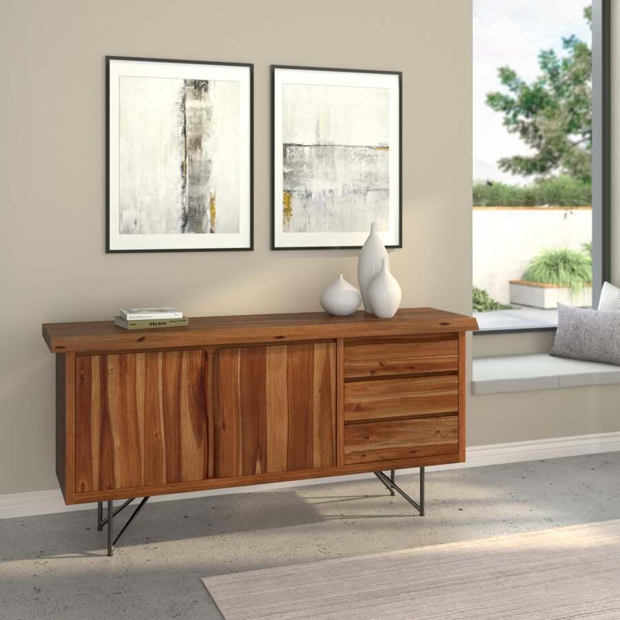 Alpine Furniture Buffets & Sideboards - Live Edge Server Light Walnut