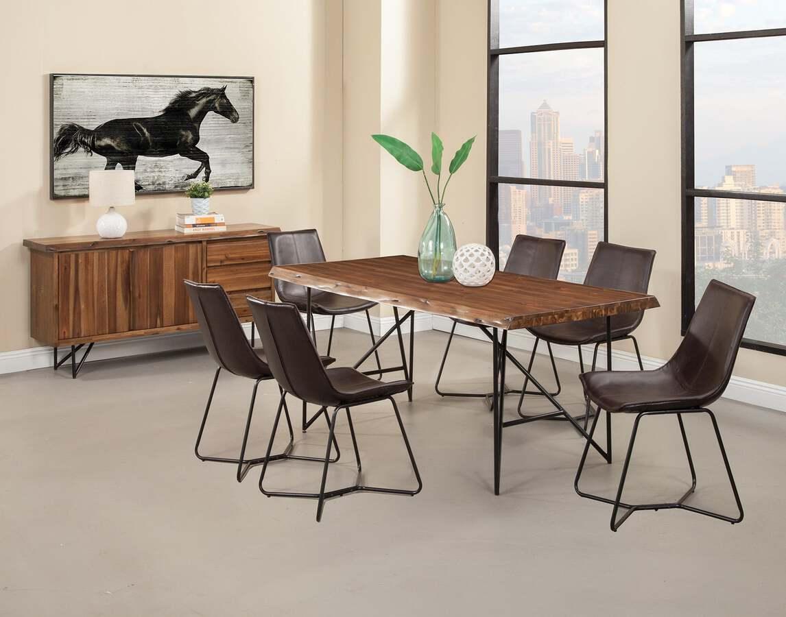 Alpine Furniture Dining Tables - Live Edge Solid Wood Dining Table Light Walnut