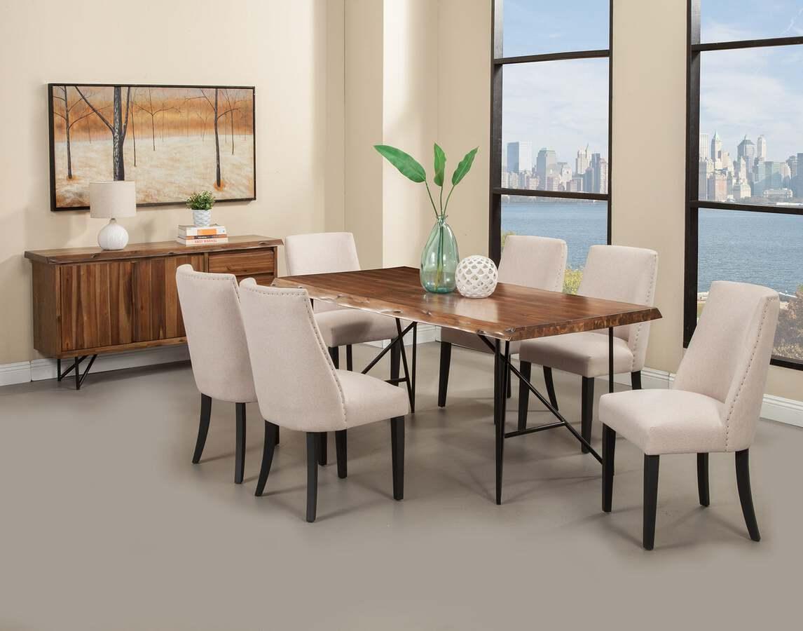 Alpine Furniture Dining Tables - Live Edge Solid Wood Dining Table Light Walnut