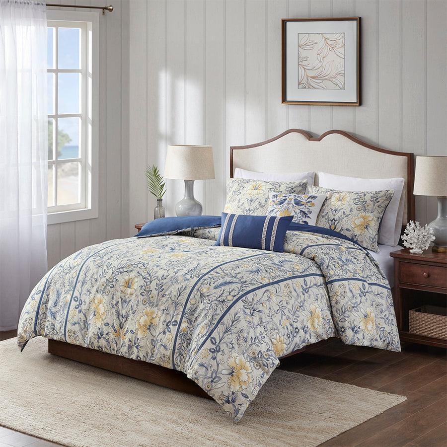 Olliix.com Duvet & Duvet Sets - Livia King 5 Piece Cotton Duvet Cover Set Multicolor