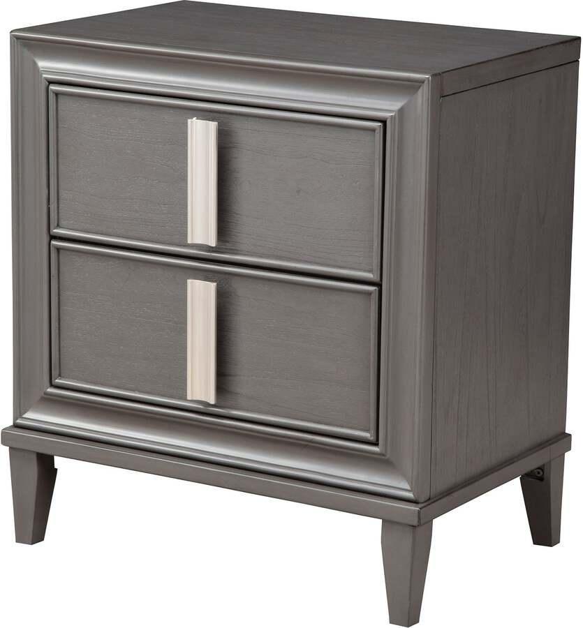 Alpine Furniture Nightstands & Side Tables - Lorraine 2 Drawer Nightstand Dark Gray