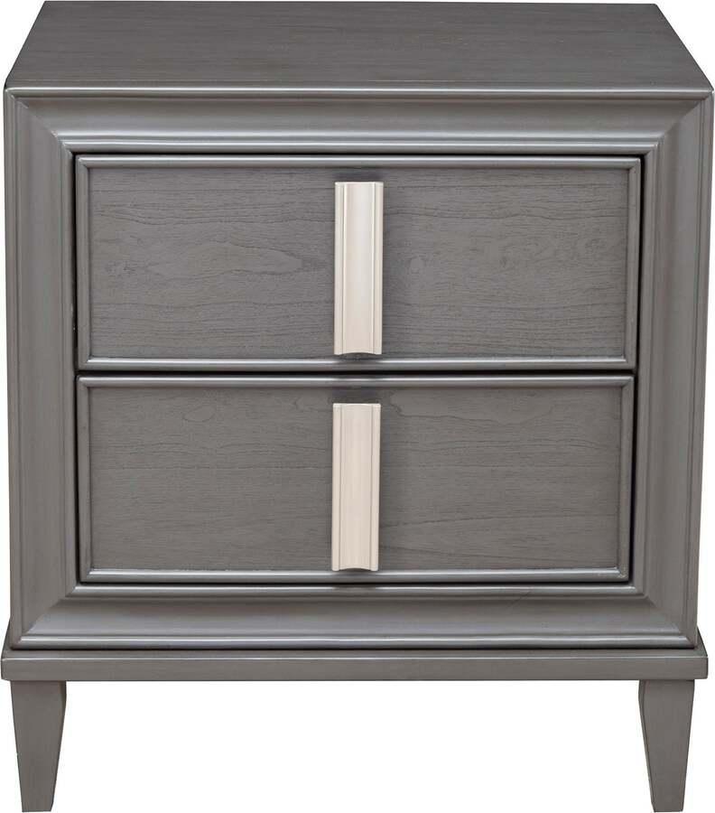 Alpine Furniture Nightstands & Side Tables - Lorraine 2 Drawer Nightstand Dark Gray
