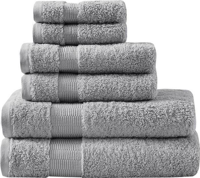 Olliix.com Bath Towels - Luxor 100% Egyptian Cotton 6 Piece Towel Set Grey