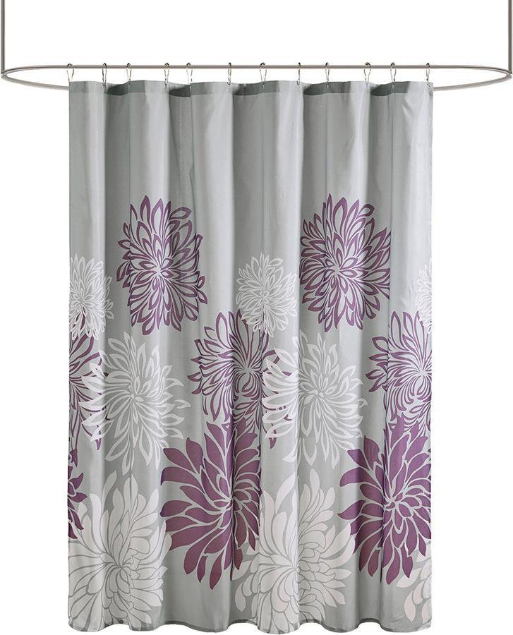 Olliix.com Shower Curtains - Maible Printed Floral Shower Curtain Purple