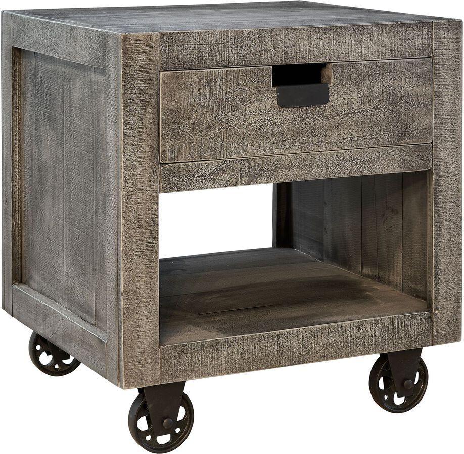 Elements Side & End Tables - Micah Square Storage End Table In Gray