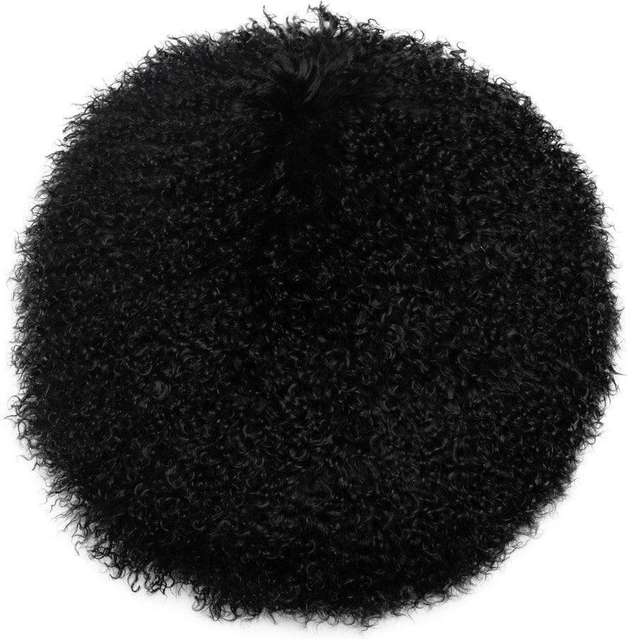 Tov Furniture Pillows & Throws - New Zealand Black Sheepskin 16" Round Pillow Black