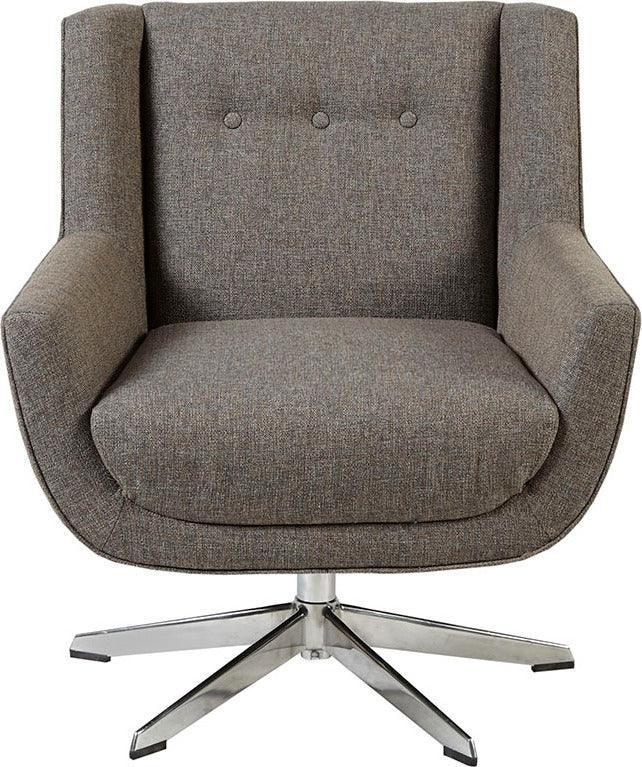 Olliix.com Accent Chairs - Nina Swivel Lounge Chair, Star Based Swivel Brown Multicolor