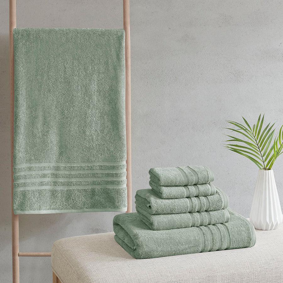 Olliix.com Bath Towels - Nurture Sustainable Antimicrobial 6 Piece Towel Set Green