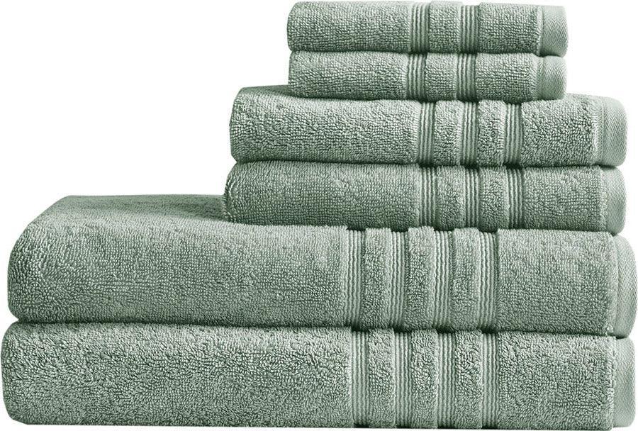 Olliix.com Bath Towels - Nurture Sustainable Antimicrobial 6 Piece Towel Set Green