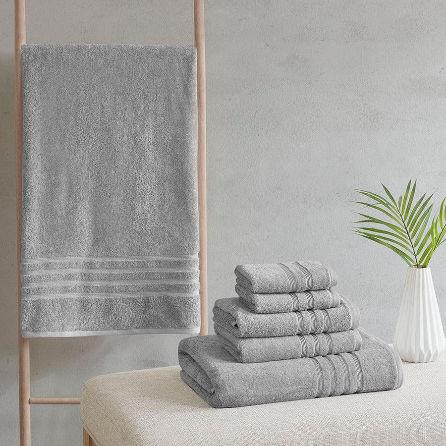 Olliix.com Bath Towels - Nurture Sustainable Antimicrobial 6 Piece Towel Set Grey