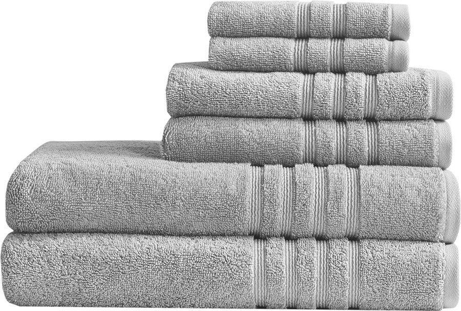 Olliix.com Bath Towels - Nurture Sustainable Antimicrobial 6 Piece Towel Set Grey