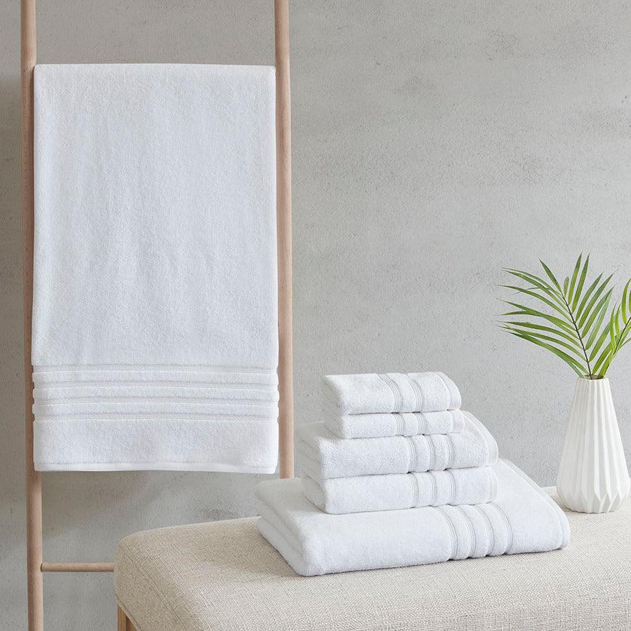 Olliix.com Bath Towels - Nurture Sustainable Antimicrobial 6 Piece Towel Set White