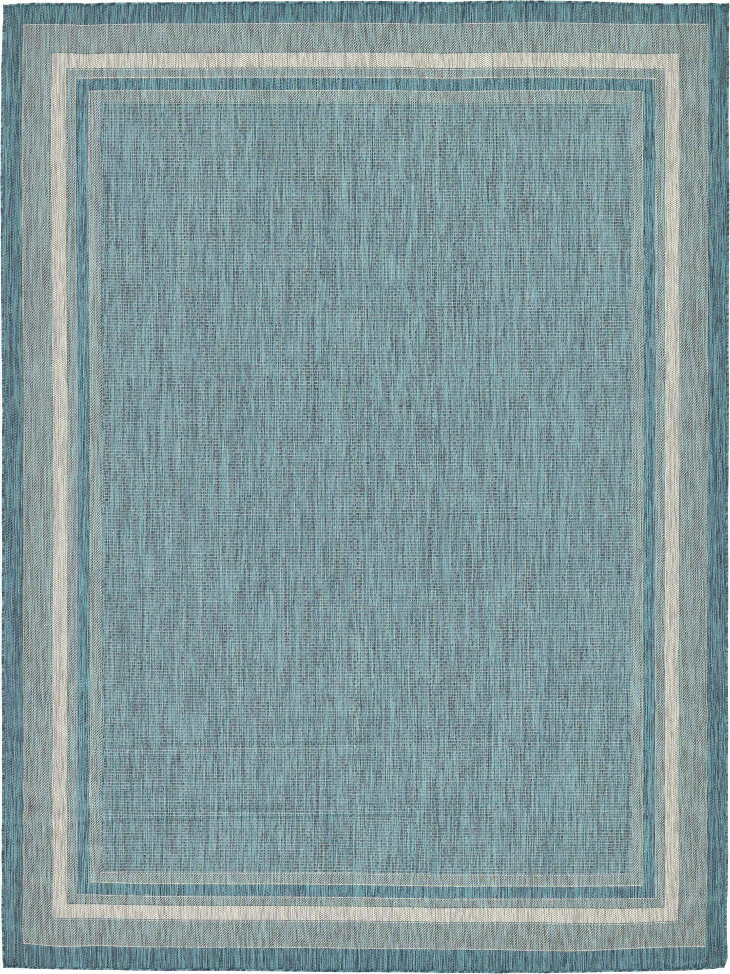 Unique Loom Outdoor Rugs - Outdoor 9' x 12' Rectangle Rug Teal