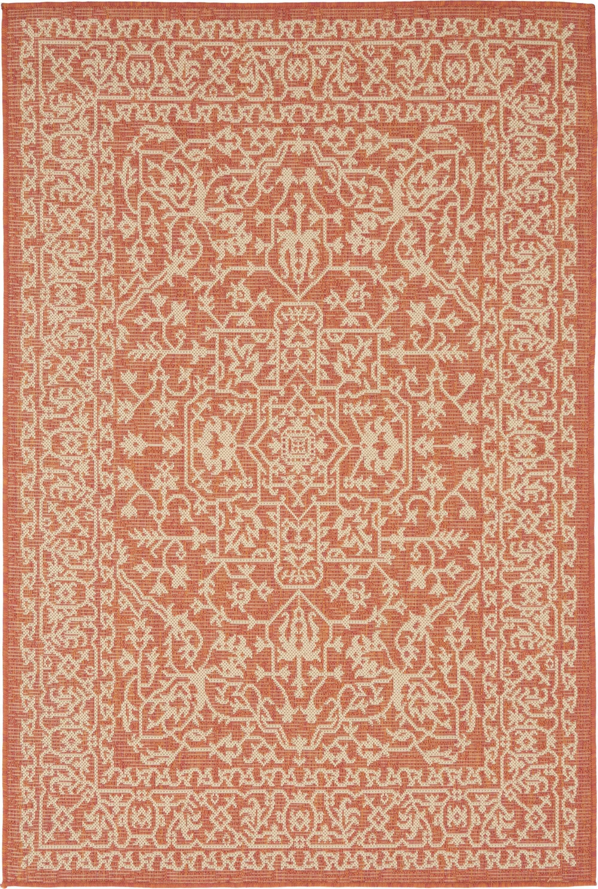 Unique Loom Outdoor Rugs - Outdoor Botanical 4' x 6' Rectangle Rug Terracotta