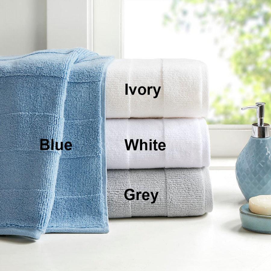Olliix.com Bath Towels - Parker Textured Solid Stripe 600GSM Cotton Bath Towel 6PC Set Ivory